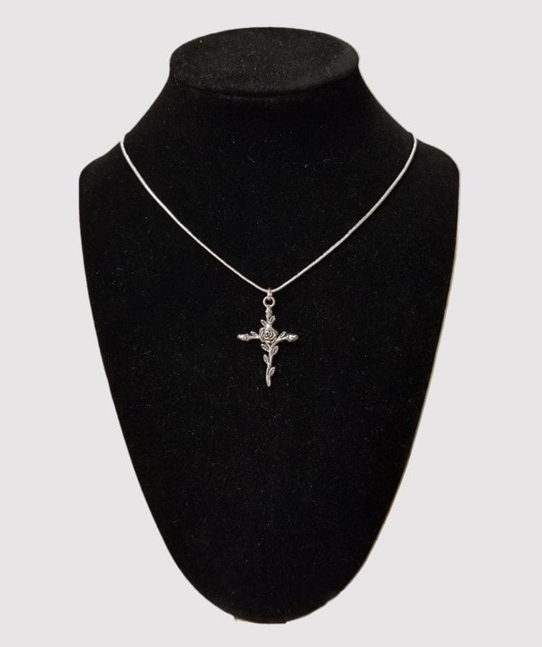 Heather | Cross and Rose Necklace