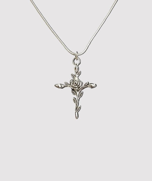 Heather | Cross and Rose Necklace